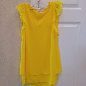 Michael Kors Sheer Yellow Blouse